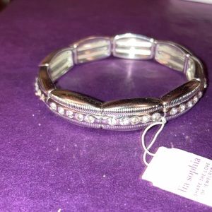 NWOT Lia Sophia chrome colour with rhinestones streach bracelet